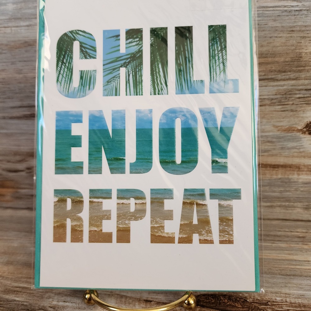 Papyrus Chill Enjoy Repeat Beach Birthday Card Teal Envelope 4755325 New